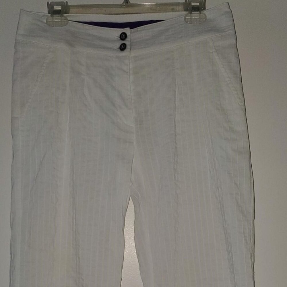 EMPORIO ARMANI WHITE STRIPED PLEATED TROUSER PANTS 8